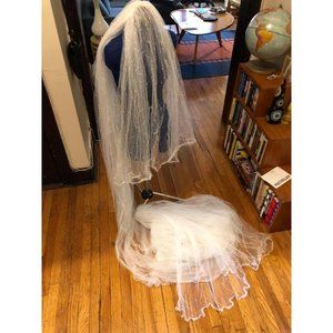 Bridal Veil - 2 Tier Cathedral Length with Swiss Dot detail